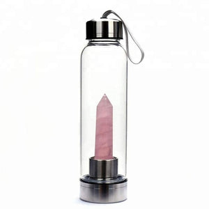 Natural Gemstone Glass Water Bottle