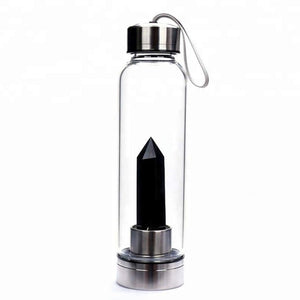 Natural Gemstone Glass Water Bottle
